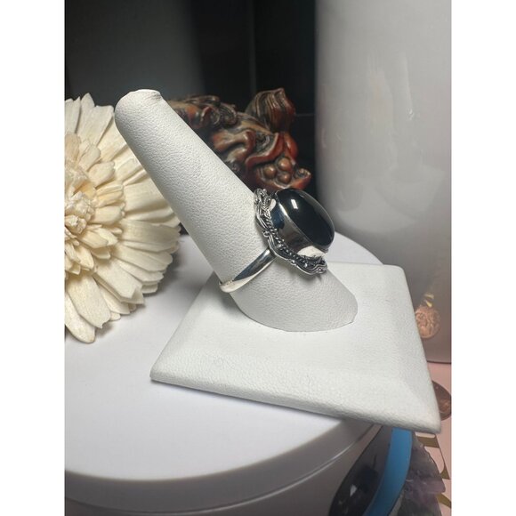 Sterling Silver Black Onyx Chuncky Ring - Picture 3 of 6